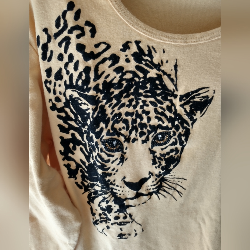 SHIRT - Long Sleeve, right front facing leopard by Trilliogy. Super Cute!